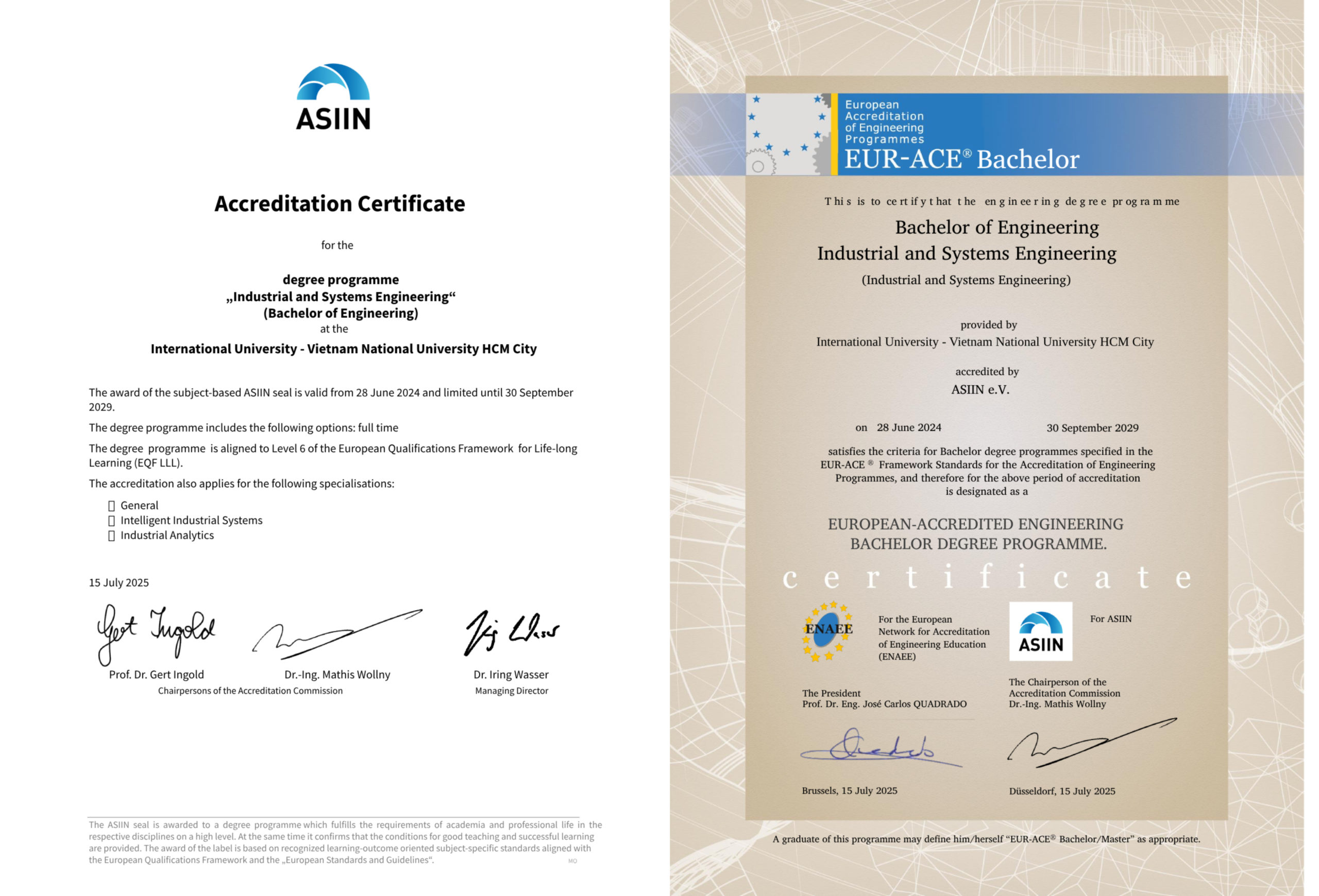 THÊM 01 CHƯƠNG TRÌNH ĐÀO TẠO CỦA TRƯỜNG ĐH QUỐC TẾ ĐẠT KIỂM ĐỊNH ASIIN VỚI THỜI HẠN TỐI ĐA